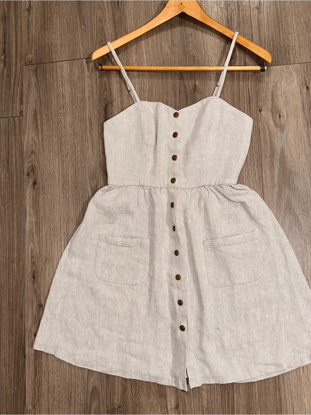 Urban Outfitters Tan Linen and Cotton Dress Mini Lagenlook